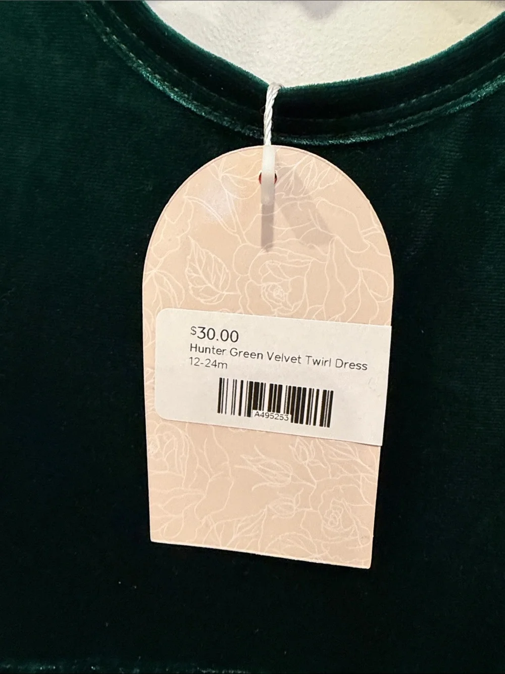 Green velvet toddler dress